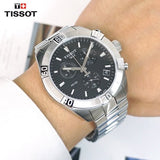 Tissot T Classic PR 100 Sport Chronograph Black Dial Silver Steel Strap Watch for Men - T101.617.11.051.00