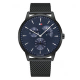 Tommy Hilfiger Brad Quartz Blue Dial Black Mesh Bracelet Watch For Men - 1710392