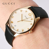 Gucci G-Timeless Mother of Pearl Dial Black Leather Strap Watch For Women - YA1264044