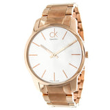 Calvin Klein City White Dial Rose Gold Steel Strap Watch for Men - K2G21646