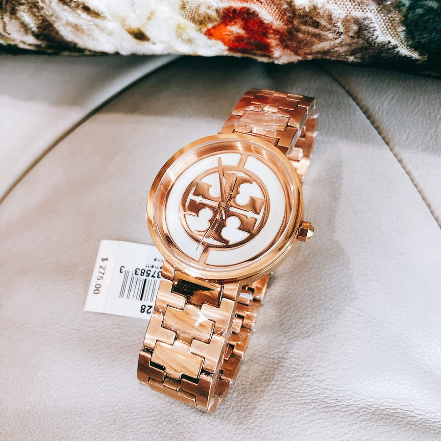 Tory Burch Reva Rose Gold Dial Rose Gold Steel Strap Watch for Women - TBW4028