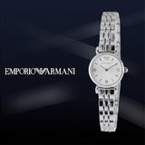 Emporio Armani Gianni T Bar Quartz Silver Dial Silver Steel Strap Watch For Women - AR1935