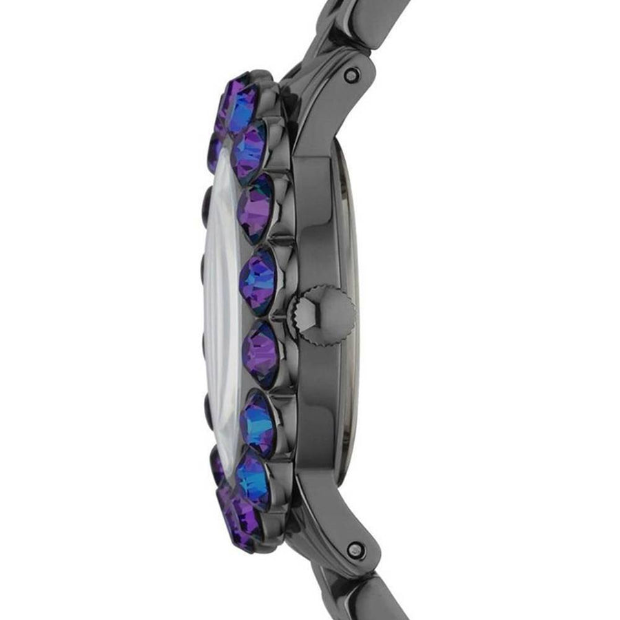Marc Jacobs Amy Purple Dial Black Steel Strap Watch for Women - MBM3224