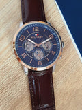 Tommy Hilfiger Keagan Chronograph Blue Dial Brown Leather Strap Watch for Men - 1791290