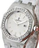 Audemars Piguet Royal Oak Diamonds White Dial White Rubber Strap Watch for Women - 67601ST.ZZ.D012CR.02