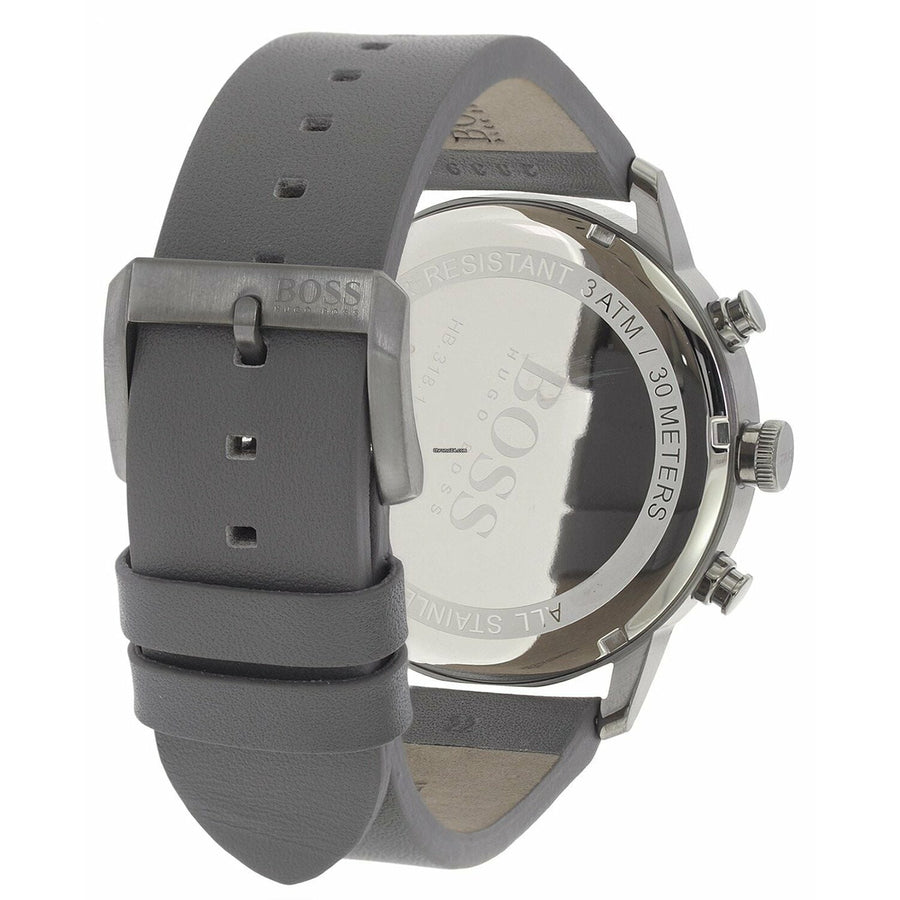 Hugo Boss Architectural Grey Dial Grey Leather Strap Watch for Men - 1513570