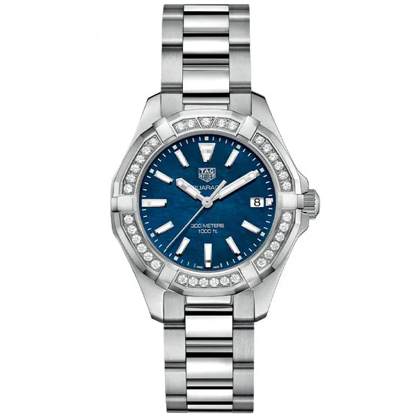 Tag Heuer Aquaracer Quartz Diamonds Blue Dial Silver Steel Strap Watch for Women - WAY131N.BA0748