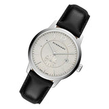 Burberry The Classic Horseferry Beige Dial Black Leather Strap Watch for Men - BU10000
