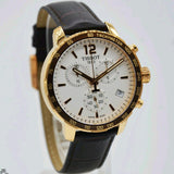 Tissot Quickster Chronograph 42mm White Dial Brown Leather Strap Watch For Men - T095.417.36.037.00