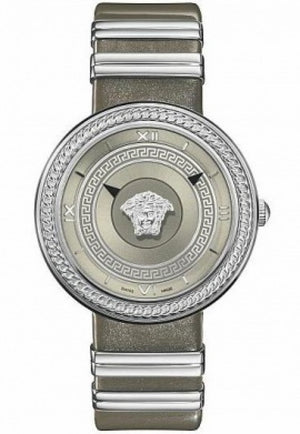 Versace V Metal Icon Silver Dial Silver & Grey Strap Watch for Women - VLC120016