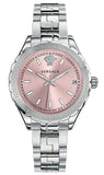 Versace Hellenyium Pink Dial Silver Steel Strap Watch for Women - V12010015