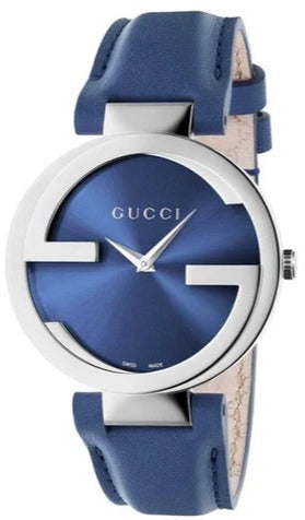 Gucci Interlocking G Blue Dial Blue Leather Strap Watch For Women - YA133322