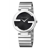 Gucci Interlocking G Quartz Black Dial Black Steel Strap Watch For Women - YA133502