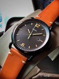 Fossil Commuter Three Hand Date Black Dial Brown Leather Strap Watch for Men - FS5276