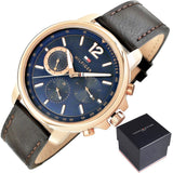 Tommy Hilfiger London Chronograph Blue Dial Brown Leather Strap Watch for Men - 1791532