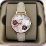 Fossil Jacqueline Mother of Pearl Dial Grey Leather Strap Watch for Women - ES4672