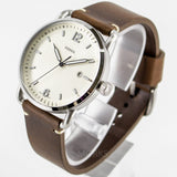 Fossil The Commuter White Dial Brown Leather Strap Watch for Men - FS5275