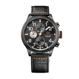 Tommy Hilfiger Trent Multifunction Black Dial Black Leather Strap Watch for Men - 1791136