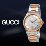 Gucci G Timeless Silver Dial Two Tone Steel Strap Watch For Men - YA126473