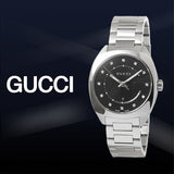 Gucci GG2570 Diamonds Black Dial Silver Steel Strap Watch For Women - YA142404