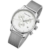 Calvin Klein City Chronograph White Dial Silver Mesh Bracelet Watch for Men - K2G27126