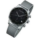 Calvin Klein City Chronograph Black Dial Silver Mesh Bracelet Watch for Men - K2G27121