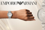 Emporio Armani Gianni T-Bar Quartz Silver Dial Silver Steel Strap Watch For Women - AR11445