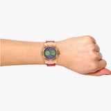 Guess Limelight Quartz Multicolor Dial Red Leather Strap Watch For Women - W0775L4
