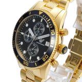 Emporio Armani Chronograph Black Dial Gold Steel Strap Watch For Men - AR5857