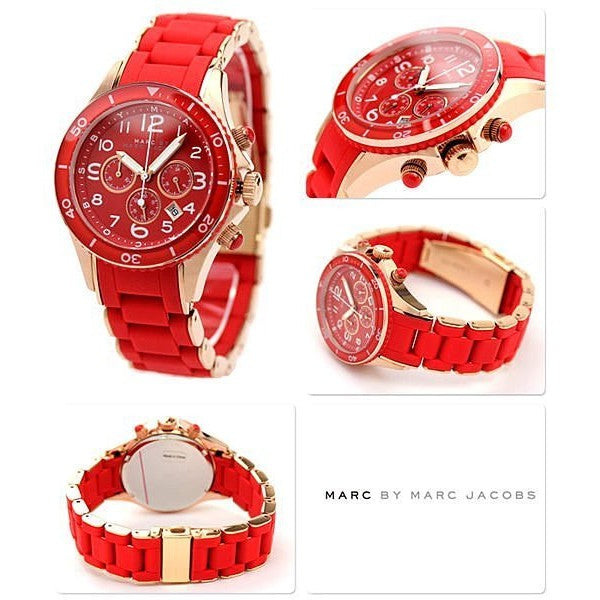 Marc Jacobs Rock Chronograph Red Dial Red Silicone Strap Watch for Women - MBM2577