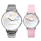 Coach Perry Silver Dial Pink Leather Strap Watch For Women - 14503325