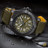 Breitling Avenger Chronograph 45mm Green Dial Green Nylon Strap Watch for Men - V13317101L1X1