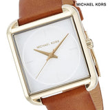 Michael Kors Lake White Dial Brown Leather Strap Watch For Women - MK2584