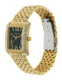 Michael Kors Emery Pave Analog Green Dial Gold Steel Strap Watch for Women - MK4742