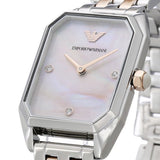 Emporio Armani Gianni T Bar Mother of Pearl Dial Two Tone Steel Strap Watch For Women - AR11146