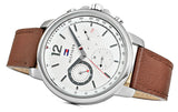 Tommy Hilfiger Landon Chronograph White Dial Brown Leather Strap Watch for Men - 1791531