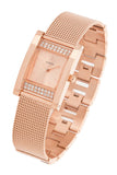 Guess Nouveau Diamonds Rose Gold Dial Rose Gold Mesh Bracelet Watch for Women - W0127L3