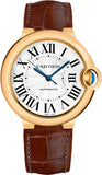 Cartier Ballon Bleu De Cartier Silver Dial Brown Leather Strap Watch for Women - W6900356