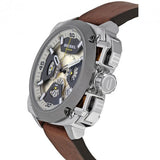 Diesel BAMF Chronograph Beige Dial Brown Leather Strap Watch For Men - DZ7343