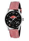 Gucci G-Timeless Moonphase Black Dial Pink Leather Strap Watch For Women - YA1264046