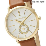 Michael Kors Portia Quartz White Dial Brown Leather Strap Watch For Women - MK2734