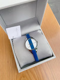 Calvin Klein Rebel Blue Silver Dial Blue Leather Strap Watch for Women - K8P231V6