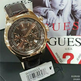 Guess Pursuit Chronograph Brown Dial Brown Leather Strap Watch for Men - W0500G3