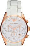 Emporio Armani Sportivo Silver Dial White Silicone Strap Watch For Women - AR5920