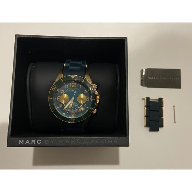 Marc Jacobs Rock Chronograph Green Dial Green Silicone Strap Watch for Women - MBM2597