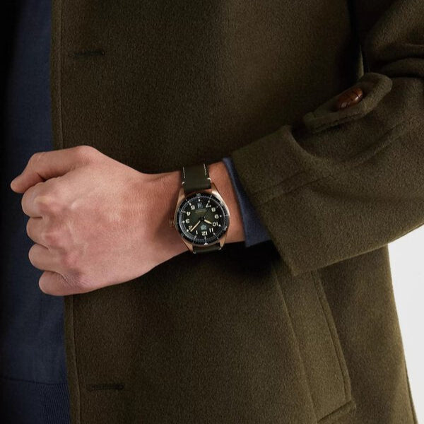 Tag Heuer Autavia Calibre 5 Automatic Olive Green Dial Green Leather Strap Watch for Men - WBE5190.FC8268