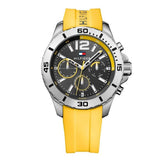 Tommy Hilfiger Sports Multifunction Black Dial Yellow Rubber Strap Watch for Men - 1791144