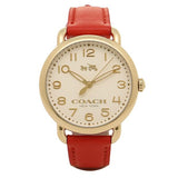 Coach Delancey Ivory Dial Orange Leather Strap Watch for Women - 14502719