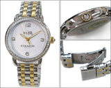 Coach Delancey Mother of Pearl White Dial Two Tone Steel Strap Watch for Women - 14502480