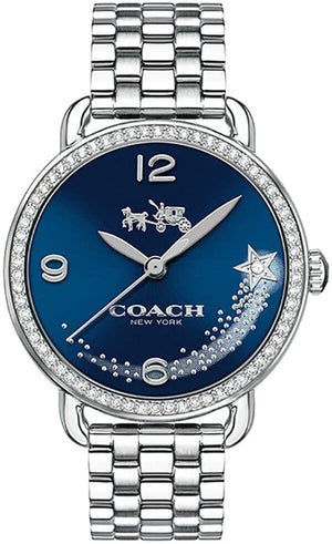 Coach Glitz Blue Dial Silver Steel Strap Watch for Women - 14502693